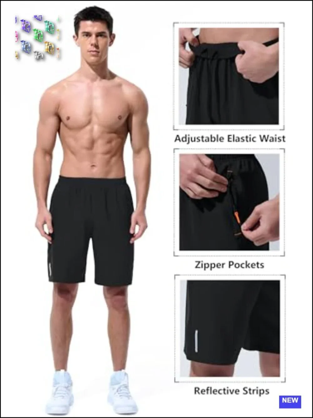 Men's Quick-Dry Athletic Shorts with Zipper Pockets